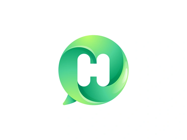 H letter logo inside speech bubble with swirling pattern by Roma Korolev (kaer logo) H letter logo inside speech bubble with swirling pattern by Roma Korolev (kaer logo)