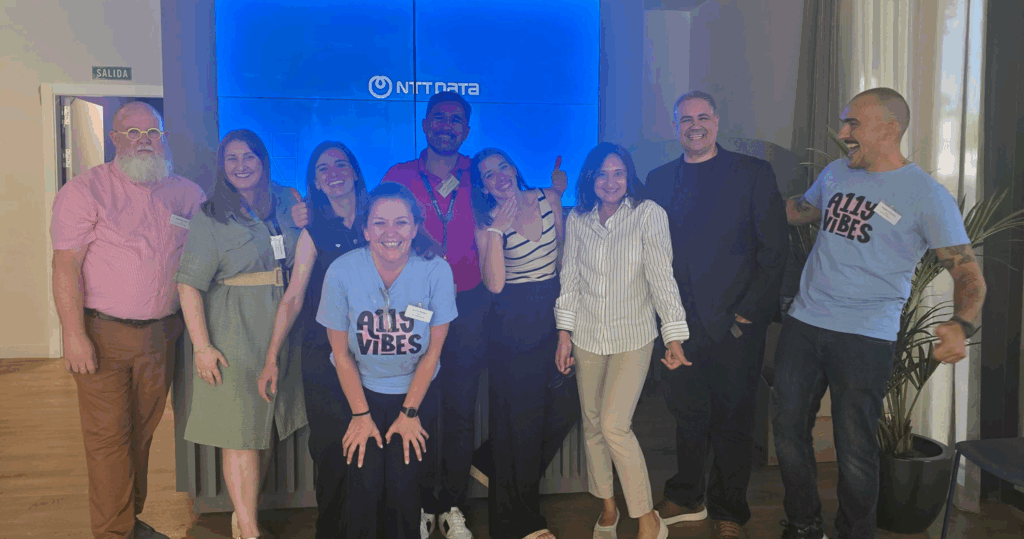 Group shot in Barcelona including the team from Deque and NTT Data