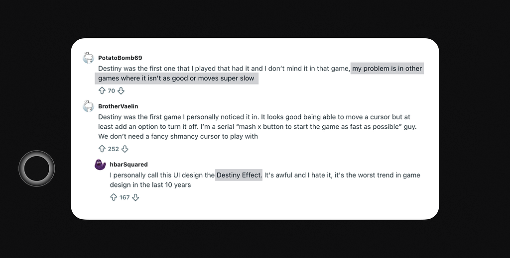 Reddit Thread abou Destiny effect