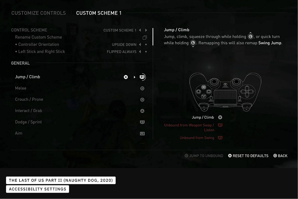 Accessibility Settings in Last of Us