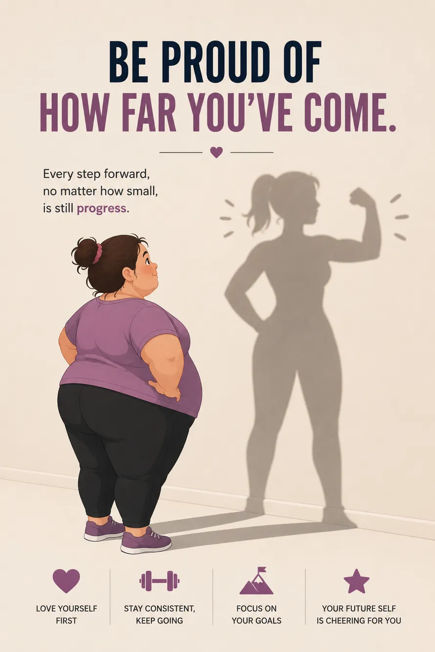 Minimal motivational poster of a plus-size woman seeing a strong athletic shadow symbolizing self-confidence. Minimal motivational poster of a plus-size woman seeing a strong athletic shadow symbolizing self-confidence.