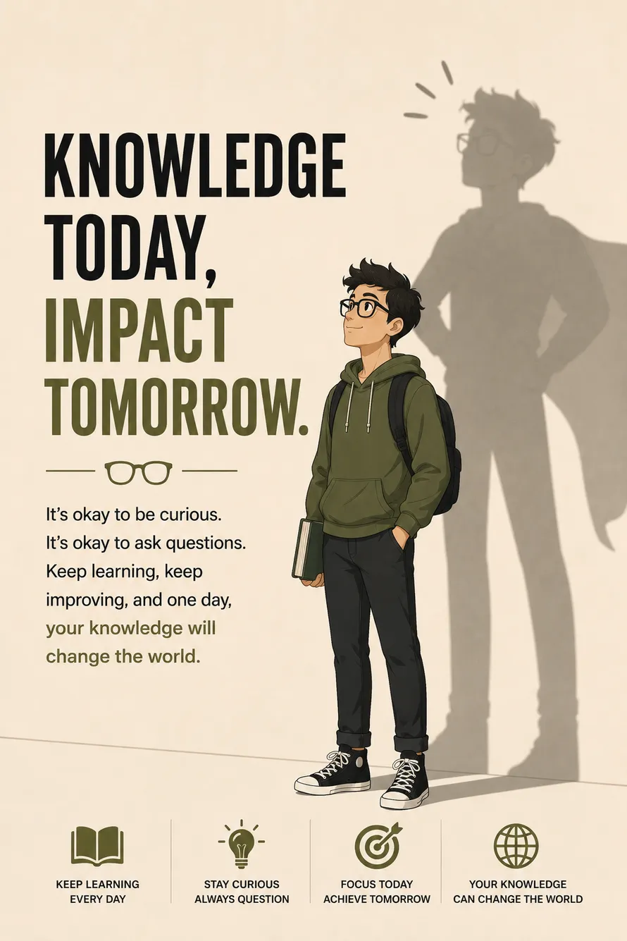 Minimal motivational poster of a girl reading a book with a knowledgeable shadow representing lifelong learning. Minimal motivational poster of a girl reading a book with a knowledgeable shadow representing lifelong learning.