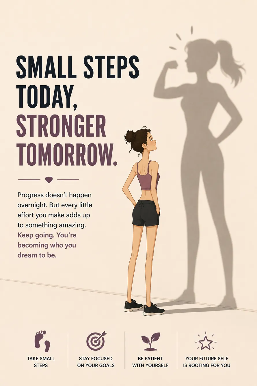Minimal motivational poster of a skinny girl with a confident shadow encouraging self-belief and growth. Minimal motivational poster of a skinny girl with a confident shadow encouraging self-belief and growth.